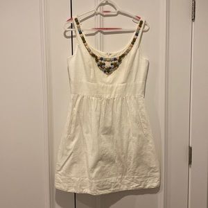 Shoshana white dress with multicolor neck detail (size 8)